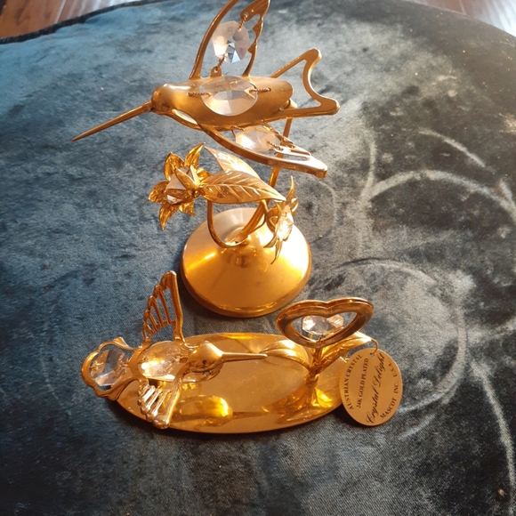 EXQUISITE NEW Pair of Crystal Delight 24K Gold Plated Austrian Crystal Figurines - Picture 7 of 8